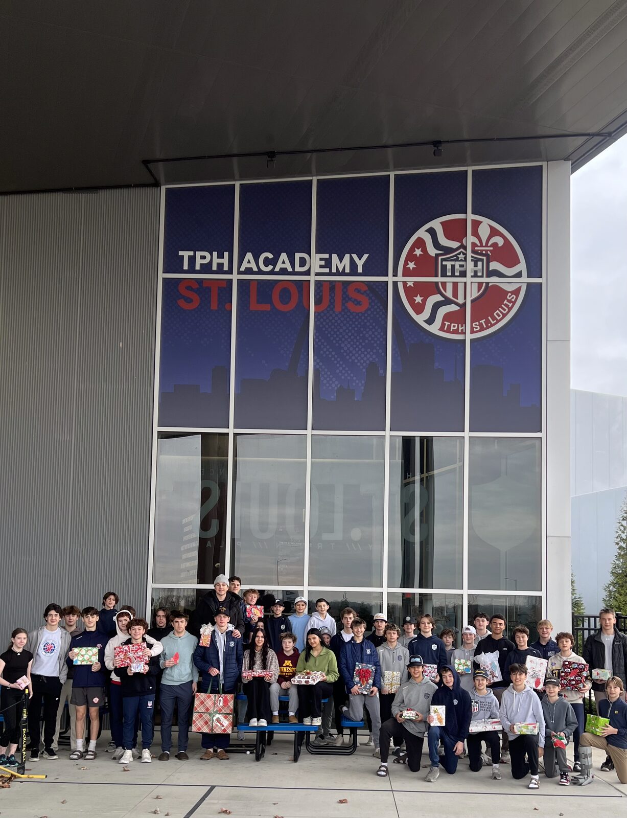Students gathered in the TPH academy lobby