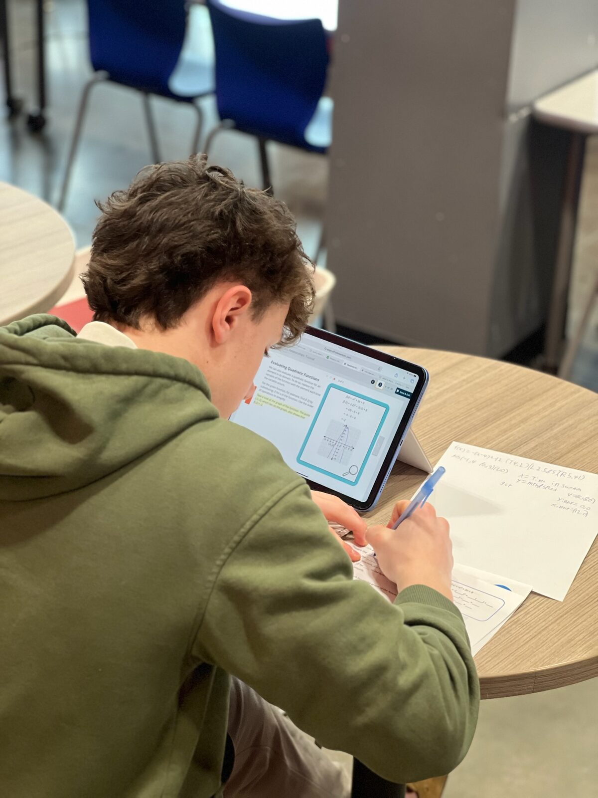 Student focused on coursework