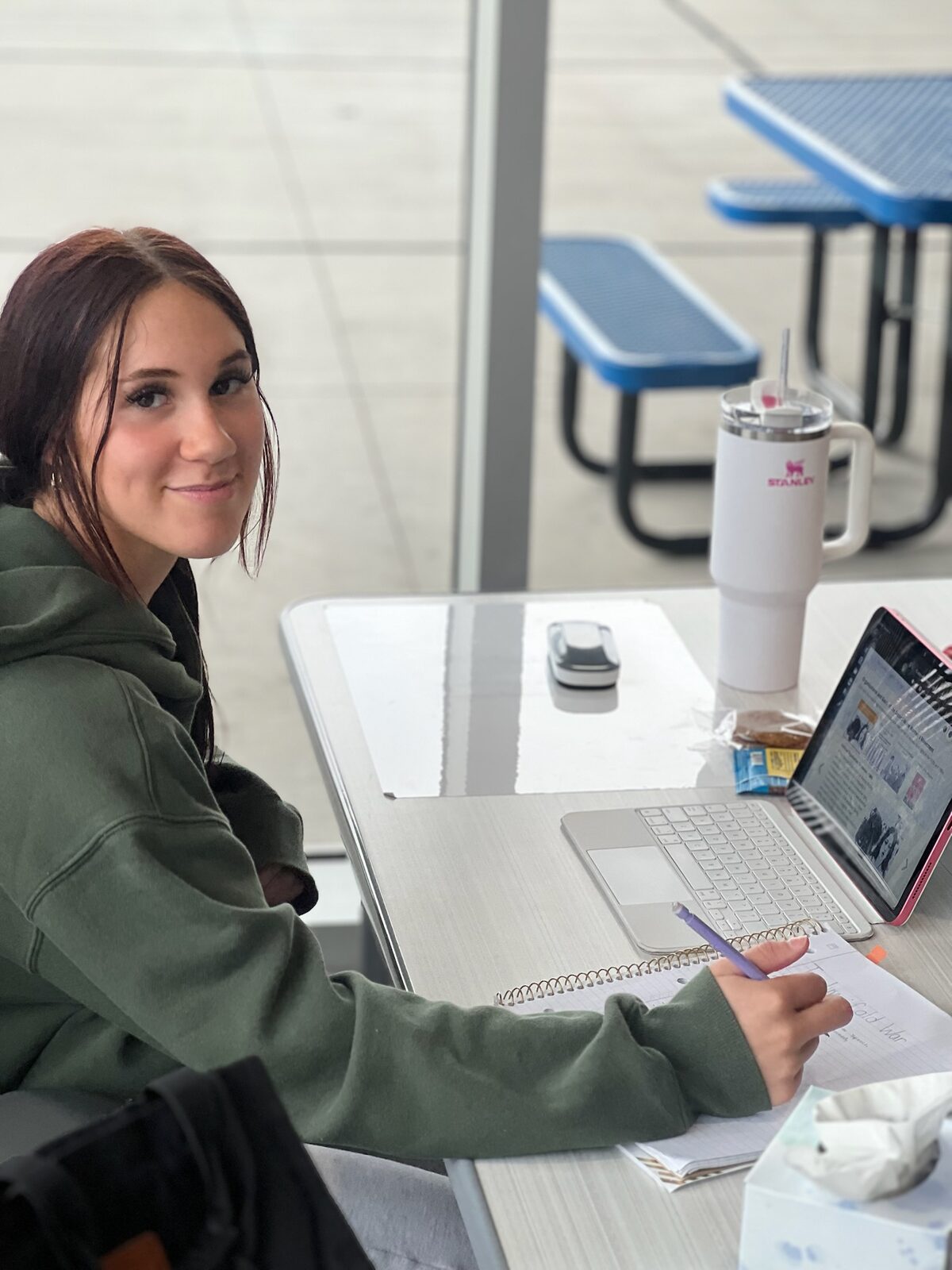 Student working on laptop