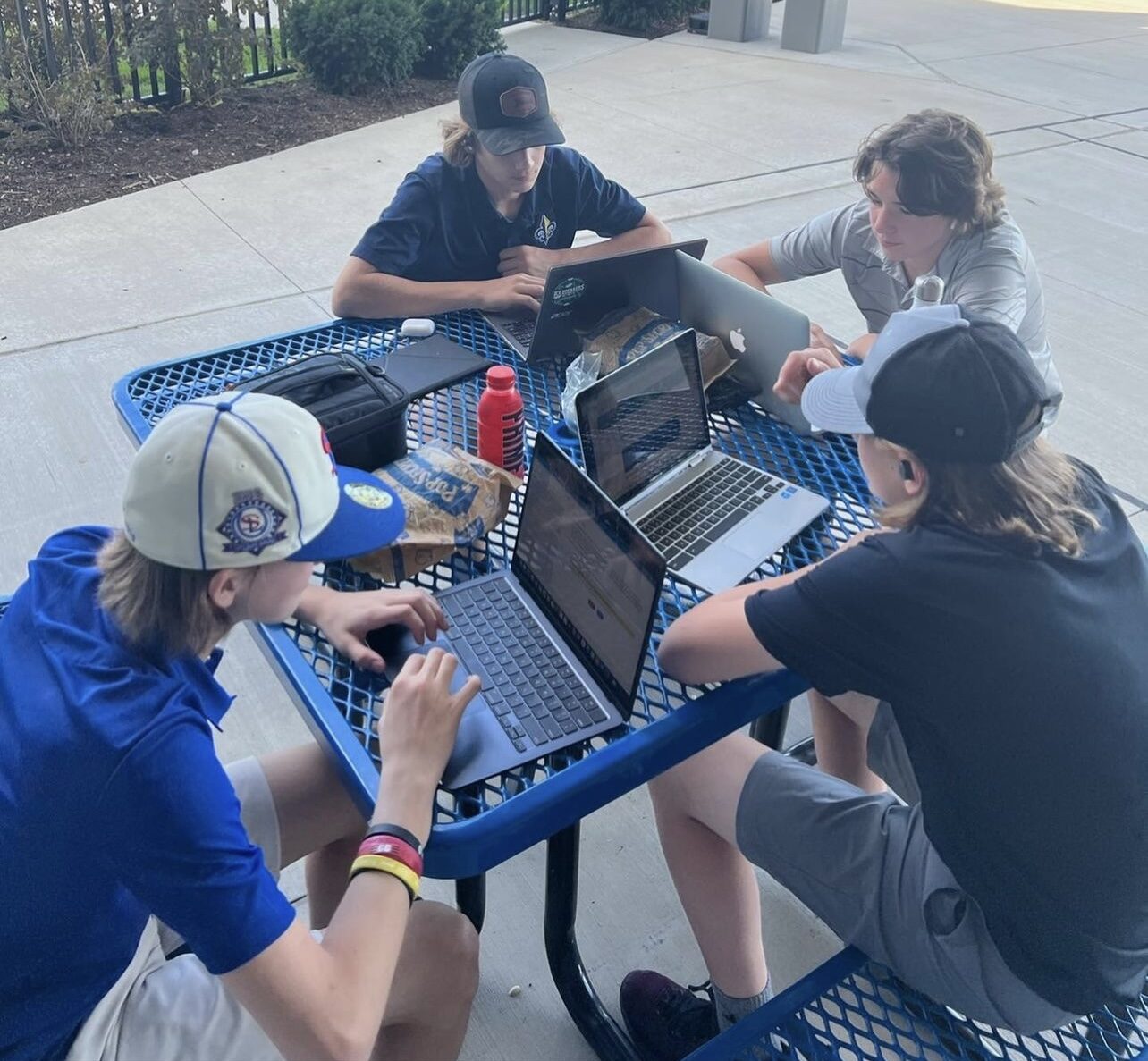 Students collaborating on coursework