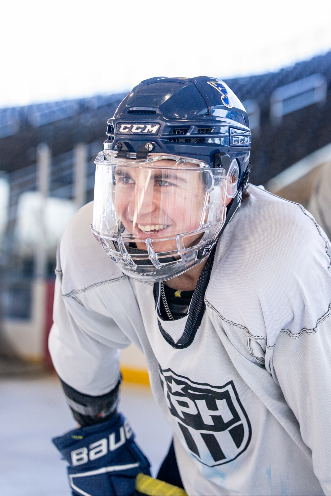 Student-athletes all smiles at on-ice training