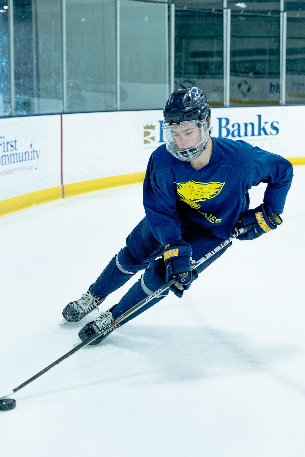 Player carving through a turn at speed